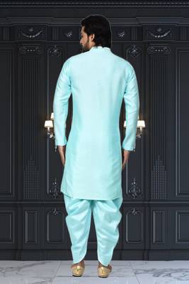 Mens silk plain dhoti kurta 5