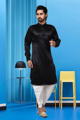 Mens silk plain pathani suit & dhoti 1