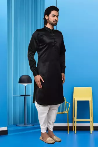 Mens silk plain pathani suit & dhoti