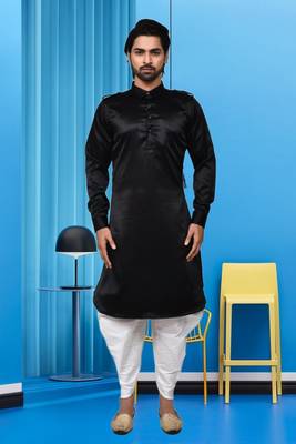 Mens silk plain pathani suit & dhoti 3