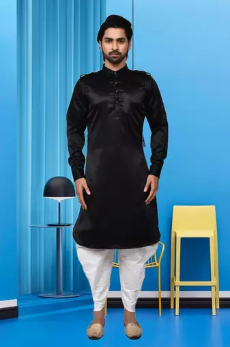 Mens silk plain pathani suit & dhoti