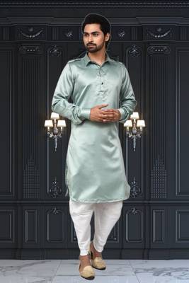 Mens silk plain pathani suit & dhoti 1