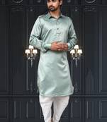 Mens silk plain pathani suit & dhoti