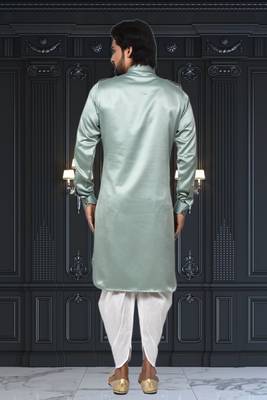 Mens silk plain pathani suit & dhoti 5