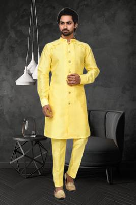 Mens silk plain kurta pajama 1