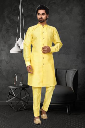 Mens silk plain kurta pajama