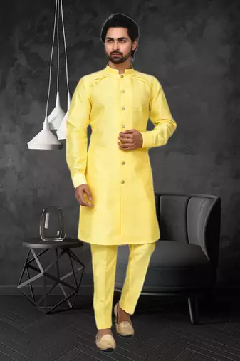 Mens silk plain kurta pajama