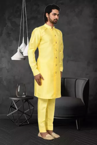 Mens silk plain kurta pajama