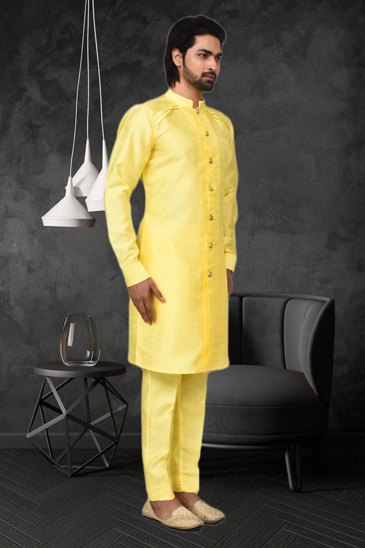Mens silk plain kurta pajama