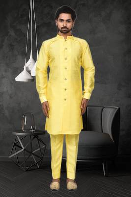 Mens silk plain kurta pajama 3