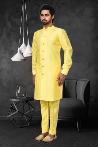 Mens silk plain kurta pajama
