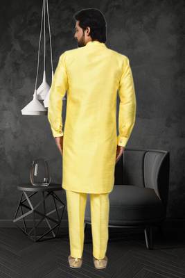 Mens silk plain kurta pajama 5