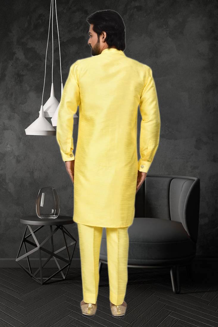 Mens silk plain kurta pajama