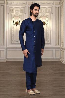 Mens silk plain kurta pajama 2
