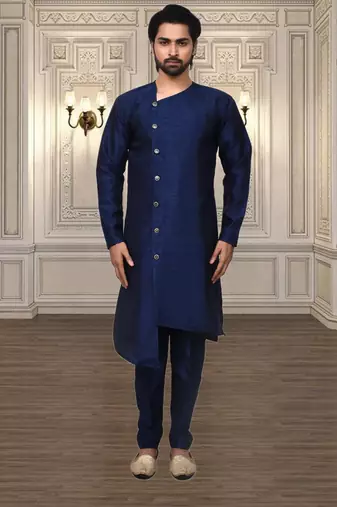 Mens silk plain kurta pajama