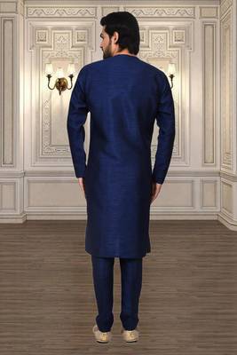 Mens silk plain kurta pajama 4