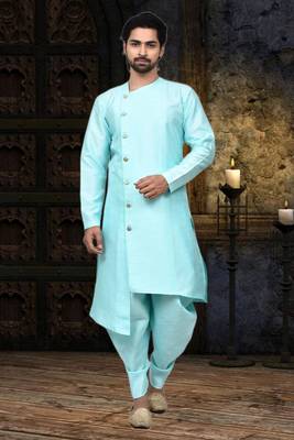 Mens silk plain dhoti kurta 1