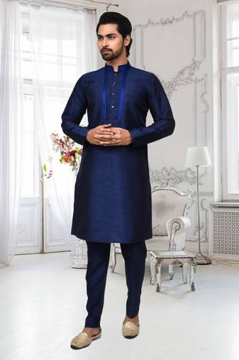 Mens silk plain kurta pajama