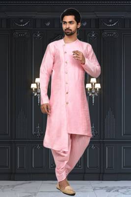 Mens silk plain dhoti kurta 1