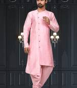 Mens silk plain dhoti kurta