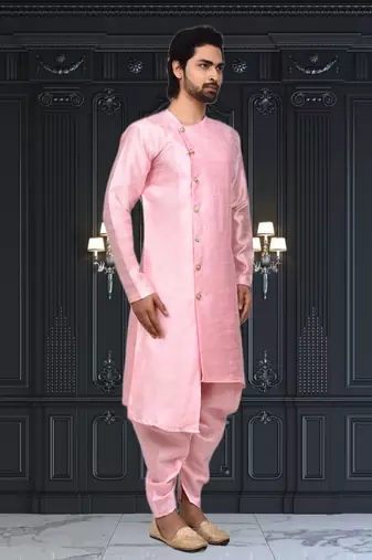 Mens silk plain dhoti kurta