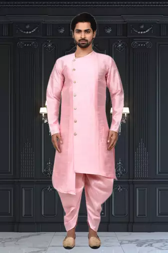 Mens silk plain dhoti kurta
