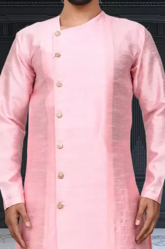 Mens silk plain dhoti kurta
