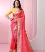 Gajri Colour Beautiful Partywear Saree