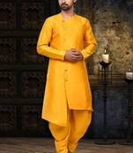 Mens silk plain dhoti kurta
