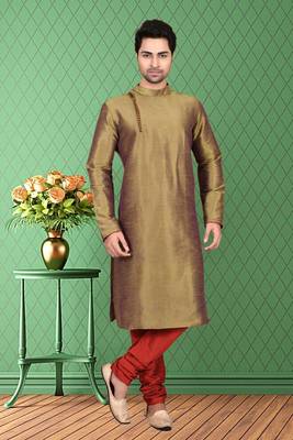 Mens silk plain kurta pajama 1