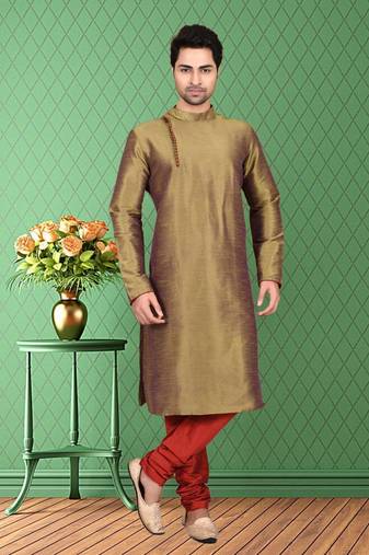 Mens silk plain kurta pajama