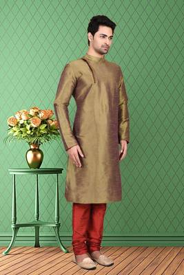 Mens silk plain kurta pajama 2