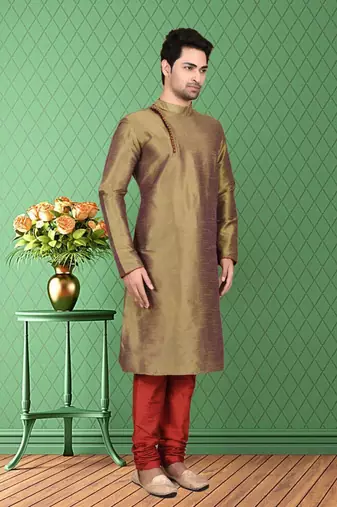 Mens silk plain kurta pajama