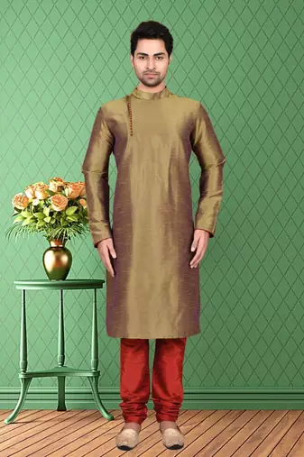 Mens silk plain kurta pajama