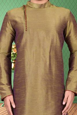 Mens silk plain kurta pajama 4