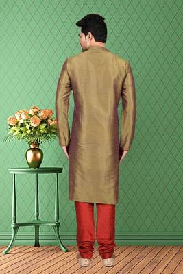 Mens silk plain kurta pajama 5