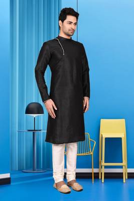Mens silk plain kurta pajama 2