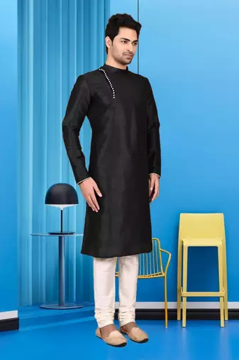 Mens silk plain kurta pajama