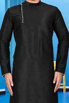 Mens silk plain kurta pajama 4