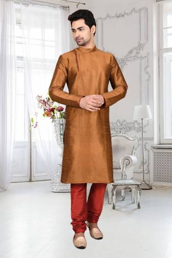 Mens silk plain kurta pajama