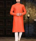 Mens silk plain kurta pajama