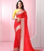 Red Colour Beautiful Partywear Saree