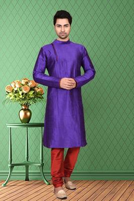 Mens silk plain kurta pajama 1