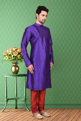 Mens silk plain kurta pajama 2