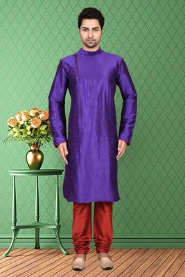 Mens silk plain kurta pajama 3