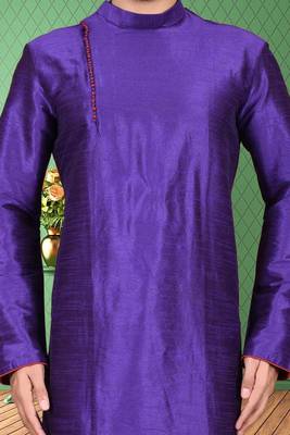 Mens silk plain kurta pajama 4