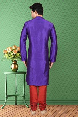 Mens silk plain kurta pajama 5