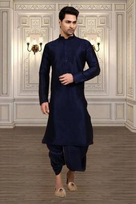 Mens silk plain dhoti kurta 1