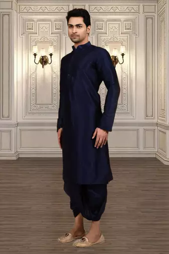 Mens silk plain dhoti kurta