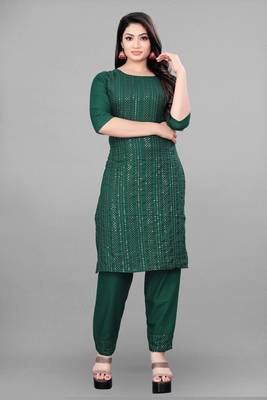 Ethnic Top Bottom Set For Festive Looks In Classy Green Colour 1